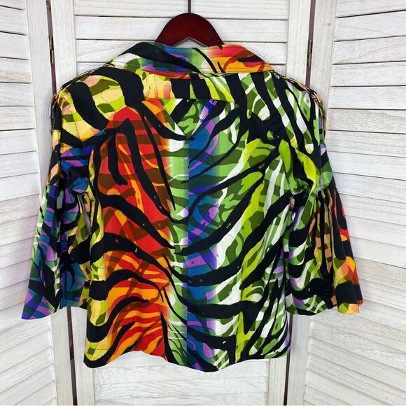 Just B Rainbow Tiger Stripe Flared 3/4 Sleeve Jacket Medium - Picture 10 of 13